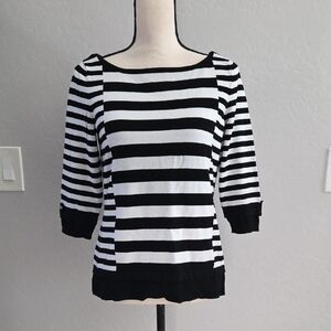 WHBM Duel Striped 3/4 Sleeve Sweater Size Med Very Flattering One Owner